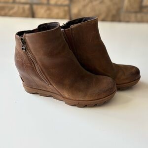 SOREL Women's Brown Leather Ankle Boots